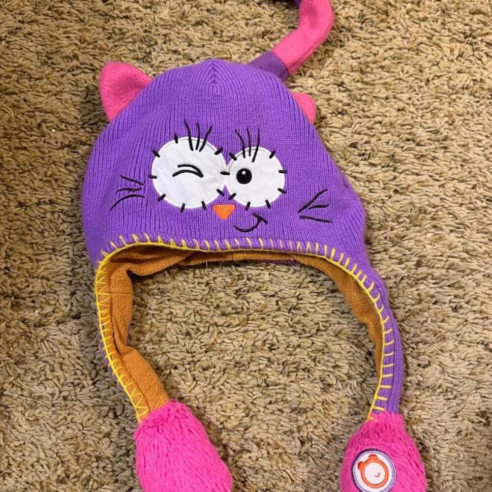 Flipeez Twitchy Kitty Interactive Hat Purple Pink Cat Ear Flaps